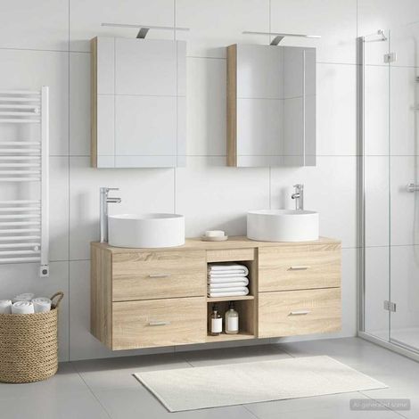 vidaXL Bathroom Furniture Set 5 pcs Sonoma Oak (1/5)