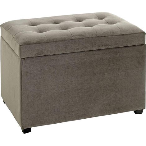 Banc Coffre de Rangement Matelassé "Samy" 58cm Anthracite (1/5)
