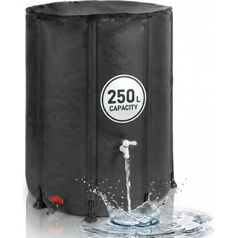 Serbatoio per acqua pieghevole da 250 litri – Nero, in PVC, con coperchio a cerniera (1/5)