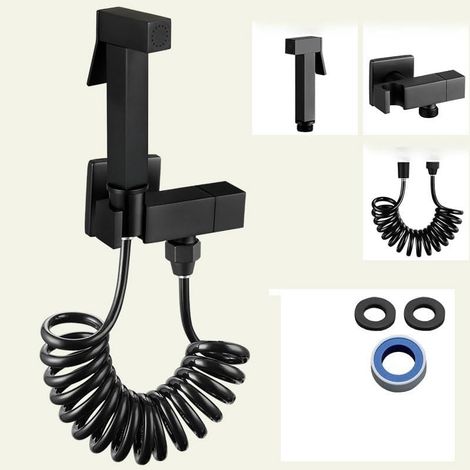Cabezal de ducha de bidé negro con pulverizador multifuncional