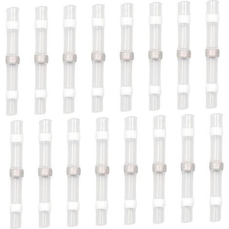 Connecteurs Bout à Bout Thermorétractables 200 Pièces 26-24 Awg Blanc, Manchons de Soudure Isolants pour Bornes Électriques, Kit de Raccordement Étanche pour Câblage Automobile (1/5)