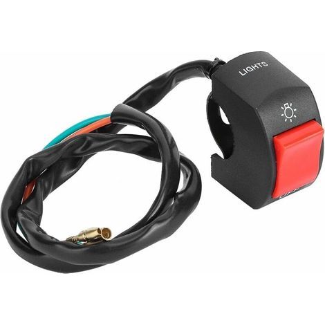 Motorrad-Lenkerschalter, wasserdichter elektrischer Motorrad-Lenkerschalter mit LED-Ein-/Ausschalter (rot) (1/5)