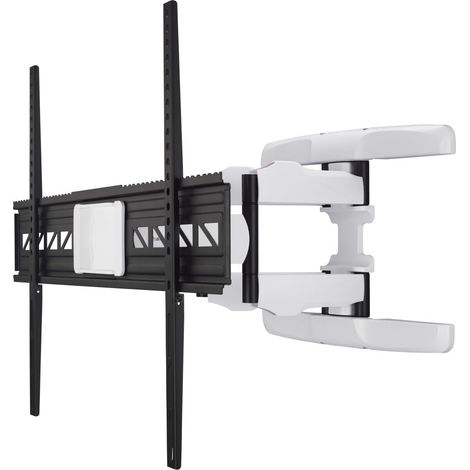 Support Mural TV Inclinable Pivotant Extensible (TV 46" à 90" 75Kg max, VESA jusqu'à 800 x 600, 120°, 3 articulations, Support Extensible, Cache Cable, Chevilles) Noir Blanc (1/5)