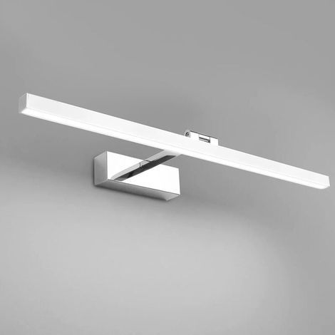 Lampe Miroir LED Salle de Bain 50cm, 12W, IP44 Étanche Applique Murale Salle de Bain 180° Rotatif, Lumière Miroir Salle de Bain Moderne, Blanc Froid 5500K, Schwarz,Argent [Classe énergétique F] (1/5)