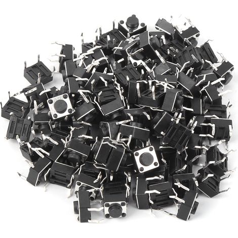 Lot de 100 mini-interrupteurs tactiles momentanés à bouton-poussoir (6 x 4,3 mm)