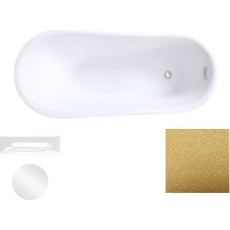 Baignoire îlot dorée glam avec bonde blanc CALIMA 170x74 (1/2)