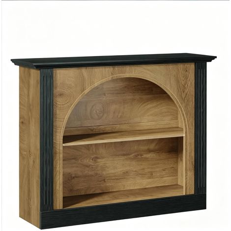 Consola de 3 niveles de madera negra y rústica 110x30x90 cm estilo Mid-Century Modern MODENUIT (1/5)