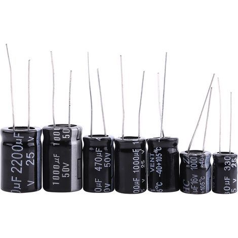 125 pièces - Kit de Condensateurs Électrolytiques 1uF à 2200uF - 25 Valeurs Différentes - Assortiment pour Réparations (1/5)