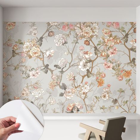 Papier peint adhésif avec colle pour décoration moderne de salon chambre à coucher cuisine et bureau Facile Motif romantique 152x104 cm (1/5)