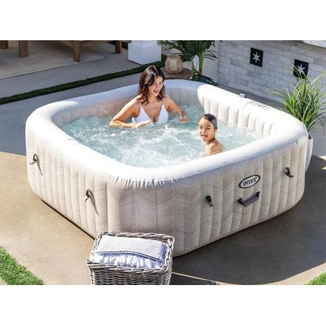 Intex – Spa gonflable carré 6 places – Dimensions 193x193x71 cm – Capacité 1098 litres – Application Wifi incluse – Traitement de l'eau CLEARSOFT (1/5)