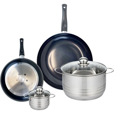 Ensemble de 2 Poêles de cuisson 24 et 32 cm et 2 faitouts 12 et 24 cm Elo Prima Brillant (1/5)