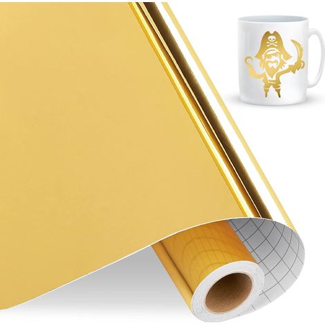 Vinyle adhésif doré brillant, 12 x 15 pieds (30,5 cm x 4,58 m), permanent, compatible Cricut, autocollant pour cadeaux DIY, anniversaire et décoration (1/5)