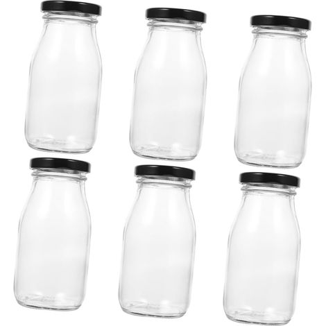 [NIE BENUTZT]6-teiliges Glasflaschen-Deckel-Set, luftdichte Milchbehälter zur Aufbewahrung von Getränkeparfaits für Zuhause und Camping (1/5)