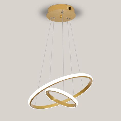 Suspension LED Moderne Doré 32W 2 Anneaux Réglable en Hauteur (1/5)