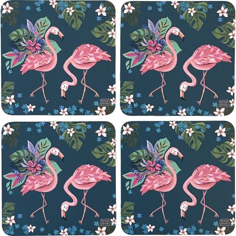 Boite de 4 sous verres Flamingo (1/2)