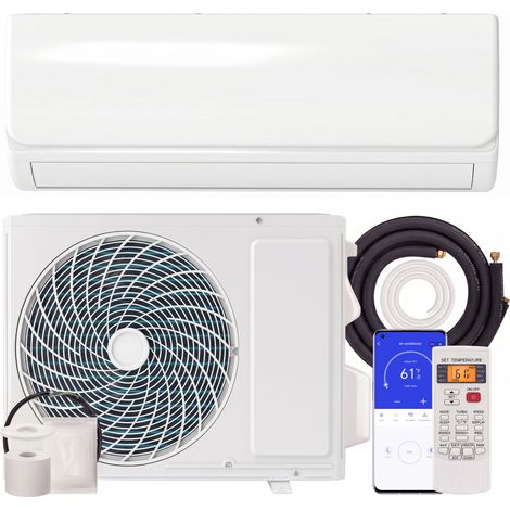 HOMCOM Aire acondicionado split 12000 BTU, bomba de calor, aire acondicionado inverter, clase A++, WiFi y control por voz, hasta 18 m²