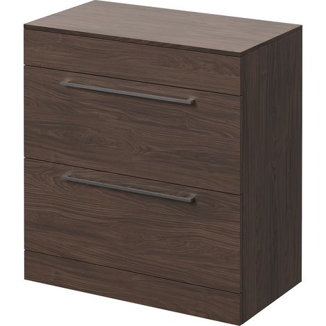 Napoli 460 Brown Oak 800mm 2 Drawer Vanity Unit for Countertop Basins - 800mm - Chrome 480mm Handle