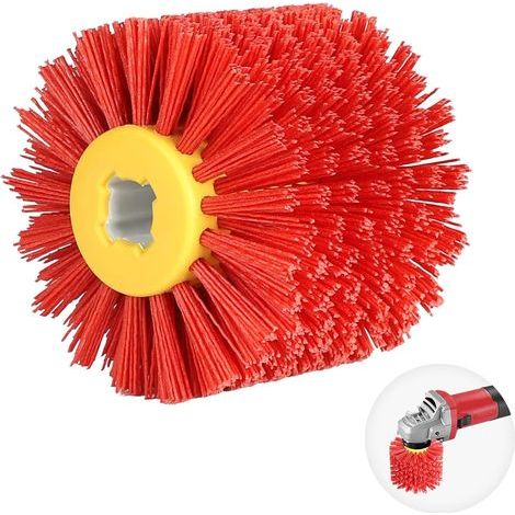 240 Schleifbürsten aus Nylon, Polierscheibe, Drahtschleifscheibe, Holzreinigungsbürste, Nylonrolle für Hartholz, für Maschinen mit 19 mm Durchmesser, Satinrot (1/5)