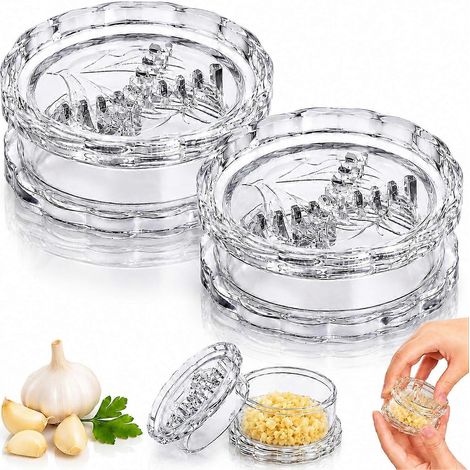 Hachoir à ail manuel Garlic Twister (2 pièces), outil manuel transparent pour hacher l'ail et le gingembre, broyeur d'ail, moulin à ail (1/5)