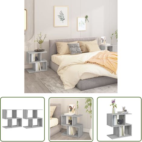 The Living Store Table de chevet 2pcs Sonoma gris 50x30x51,5cm Bois d'ingénierie - Tables De Chevet - Meuble De Chambre - Table D'appoint - Mobilier Moderne - Design Scandinave (1/5)