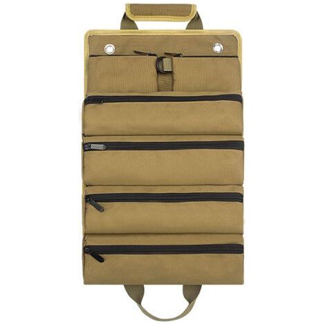 Khaki Rolled Hardware Bag Garden Electrician Carpentry Thickened Hardware Bag Car Hardware Tool Bag Tool Storage Bag (1/5)
