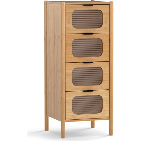 Cómoda de 4 cajones 40 x 40 x 97 cm almacenaje versátil diseño moderno ambiente acogedor bambú natural 200011557