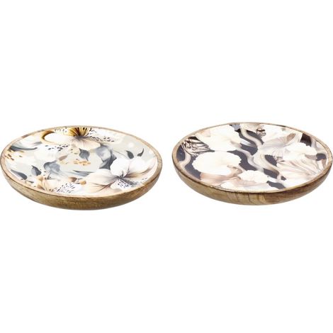 1 Pezzo Piatto Decorativo in Legno Abel Tondo 20 cm 2 Decori