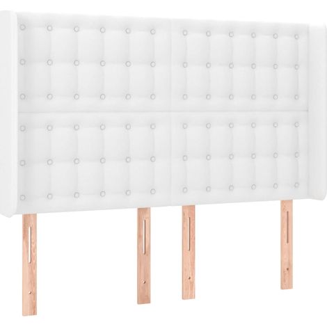 Tête de lit,Panneau décoratif avec oreilles Blanc 147x16x118/128 cm Similicuir CFW4522315 (1/5)