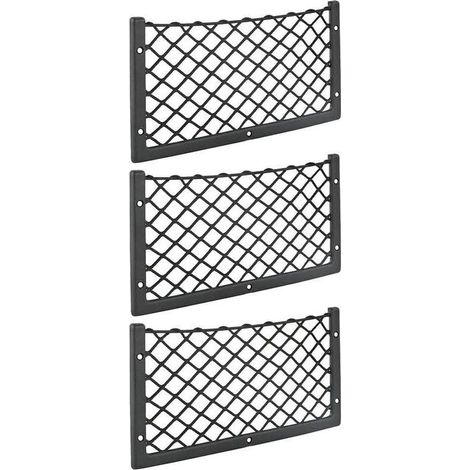Kartokner - Lot de 3 filets de rangement pour voiture - 36 x 18 cm - Haute élasticité, filet de rangement pour bagages, magazines - T4 T5 T6 - Pour van, caravane, camping-car, camion-DOU