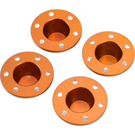 4 pièces Bouchons de Protection Orange Alliage d'Aluminium pour Moyeu de Roue AXIAL SCX6 JLU 1/6, Capuchons Antipoussière pour Voiture RC (1/5)