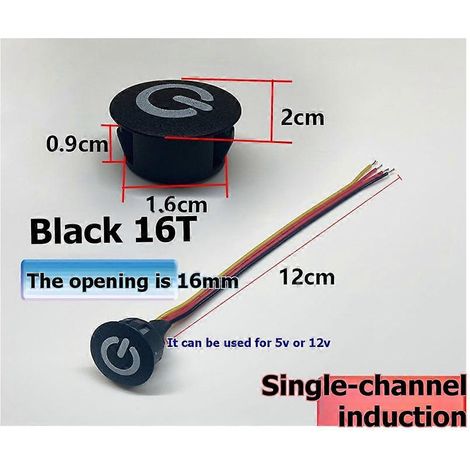 Lot de 5 interrupteurs tactiles à intensité variable pour maison connectée, compatibles avec les rubans LED DC 3,7-24 V (idéal pour placards et couloirs), 16T (1/5)