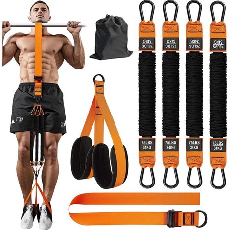 Pull-up aid kit, heavy-duty resistance bands with 4 adjustable resistance bands and 2 footrests, auxiliary bands for pull-ups (1/5)