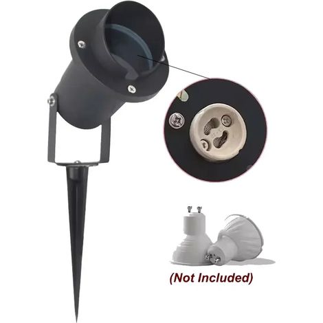 (Noir - Changeable) GU10 Lampe de jardin/pelouse à piquet étanche pour allée, éclairage extérieur, lampe de jardin/parc (1/5)