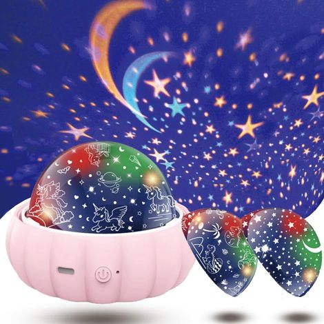 Projecteur d'étoiles rotatif à 360°, 3 en 1, ciel étoilé, dinosaure, licorne (rose) (1/5)