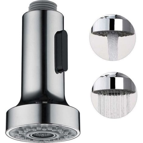Doccetta estraibile per rubinetto da cucina, testina di spruzzo a 2 modalità, doccetta estraibile di ricambio per miscelatore da cucina, cromata, G1/2”. DEBUNS