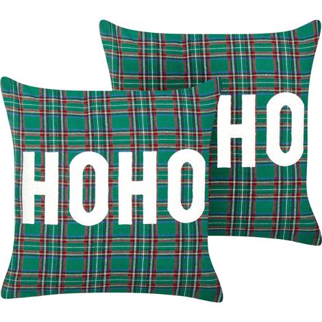 Set di 2 cuscini sparsi in tessuto di poliestere con motivo natalizio 45 x 45 cm Verde Joycandy