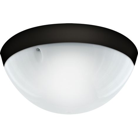 Plafonnier ext. rond noir 24 cm détecteur E27 IP54 (1/2)