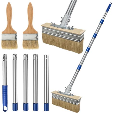 Lot de pinceaux plats avec manche télescopique, 153 cm de long (1/5)
