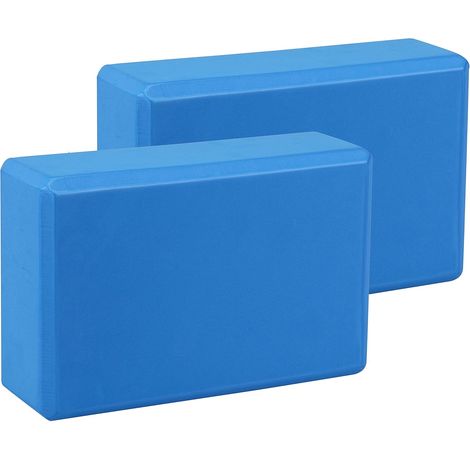 Lot 2 Briques Yoga Blocs de Yoga stabilité EVA pour la méditation Yoga Pilates Soutenir et Renforcer Les Poses 23 x 15 x 7.5cm, bleu (1/5)