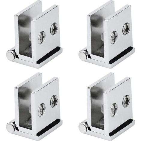 Lot de 4 Charnière pour Porte en Verre, Angle Ouverture 0° Charnières de Serrage de Meuble de Cuisine, Vitrine, Douche, pour Verre Epaisseur de 5 mm (1/4)