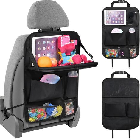 Organisateur Voiture Enfant, Rangement Organisateur Voiture Enfant, Siège Auto avec Table Pliable, Support pour Tablette Transparent 6 Poches, Rangement Auto Accessoire Interieur (1/5)