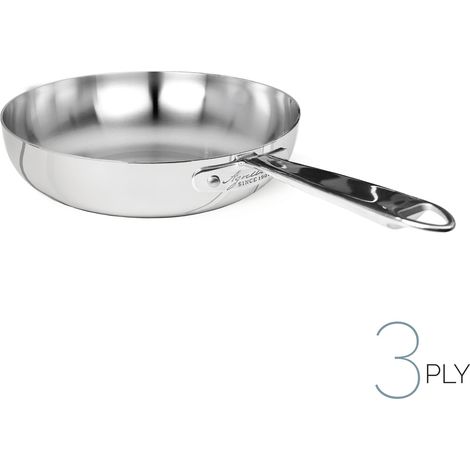 AGNELLI Padella Svasata Alta Aluinox 3Ply con 1 Manico Inox 20x5,5 Cm