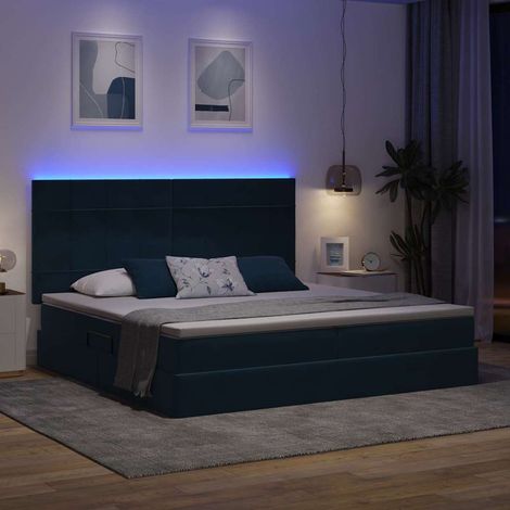 Maison Exclusive - Letto con contenitore LED e materasso Blu Scuro 200 x 200 cm (1/5)
