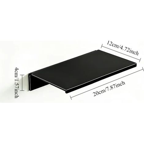 (Noir mat - 20 cm) Étagère métallique flottante auto-adhésive à fixer au mur, rangement sans perçage pour cuisine, salle de bain, chambre ou rangement pour œuvres d'art (1/5)