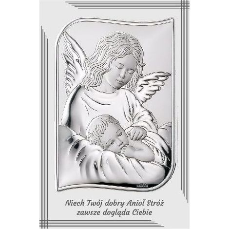 Quadro moderno da appendere sopra il letto con angelo custode in argento, 11,5x17,5 cm Dimensioni: 11,5x17,5 cm Codice articolo: VL81290/4LPL