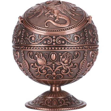 Cendrier Vintage Dragon en Alliage de Zinc avec Couvercle, Décor Maison Antivent (1/5)