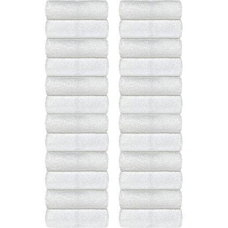 Set Asciugamani Bagno 100% Cotone Super Assorbenti Telo Doccia Spugna Professionali Salvietta Lavetta Viso Asciugamano Salviette Teli Asciugamano Ospite Qualità Hotel Lavette 24 Salviette viso - Bianc
