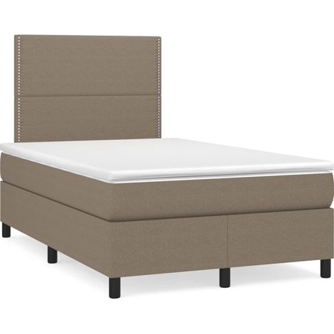 Sommier à lattes de lit matelas et LED taupe 120x190 tissu (1/5)