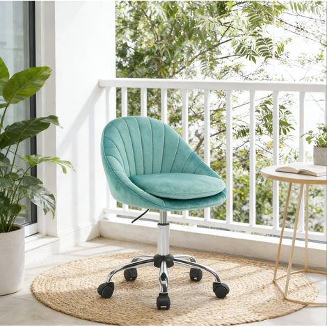 Sedia ufficio girevole velluto turchese OKMYHOME (1/5)