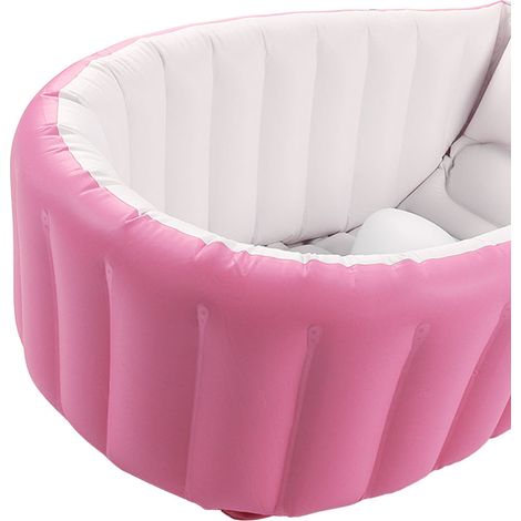 Baignoire Gonflable Bébé avec Pompe à Air, Fond Antidérapant, Marqueur Niveau d'Eau, Portable pour Salle de Bain Rose (1/5)